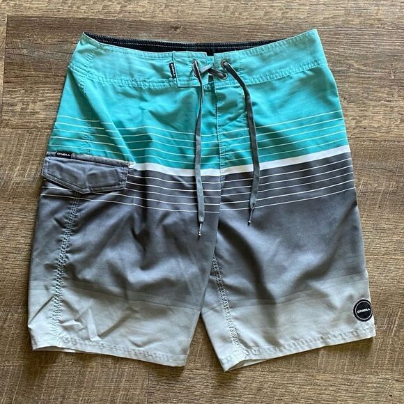 O’Neill Board Shorts High Tide Stripe Beach Men’s 30 Waist Swim - Picture 2 of 13